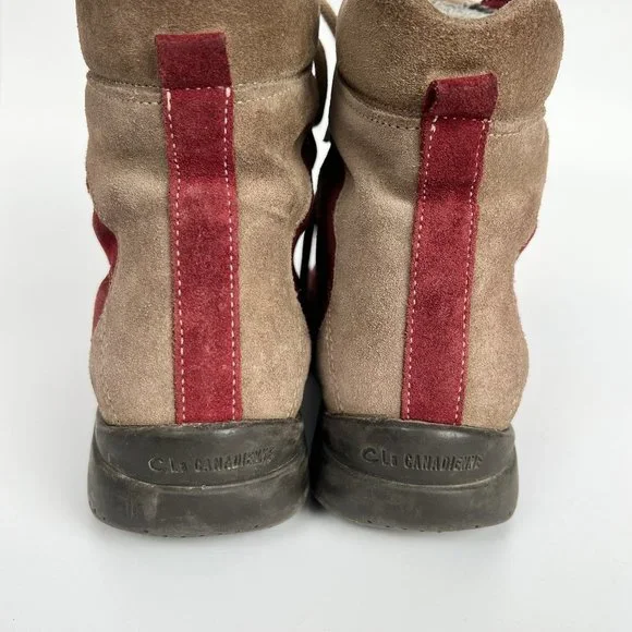 La Canadienne Suede Leather Waterproof Lace up Winter Snow Boots Sneakers Hiking - Picture 5 of 8